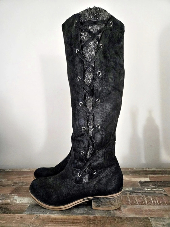 Kohl's Shoes - Kohl's Black Lace-Up Tall Boots US 8 M